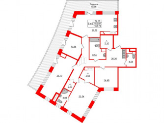 Четырёхкомнатная квартира 155.07 м²